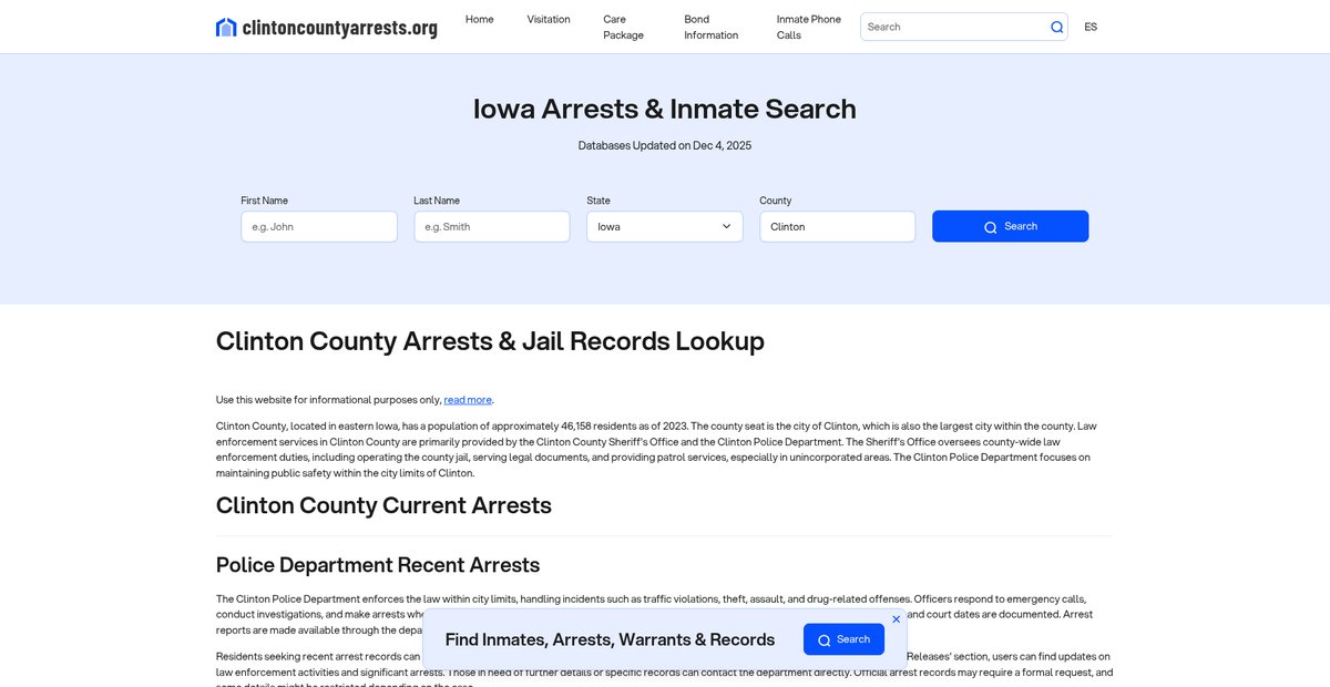 Preview of clintoncountyarrests.org