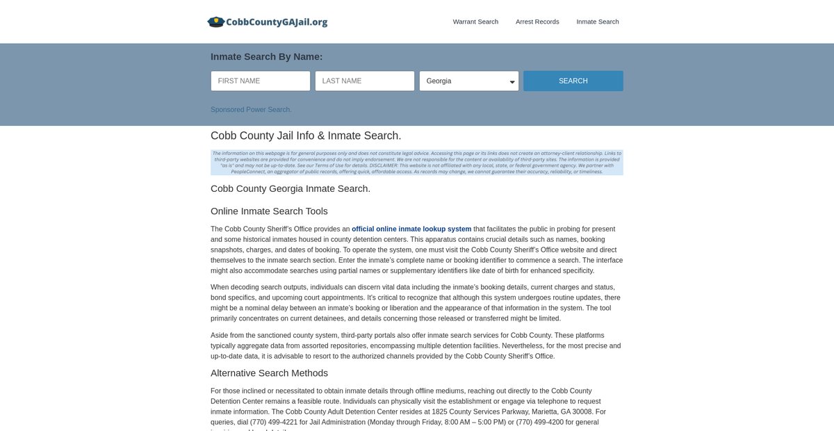 Preview of cobbcountygajail.org