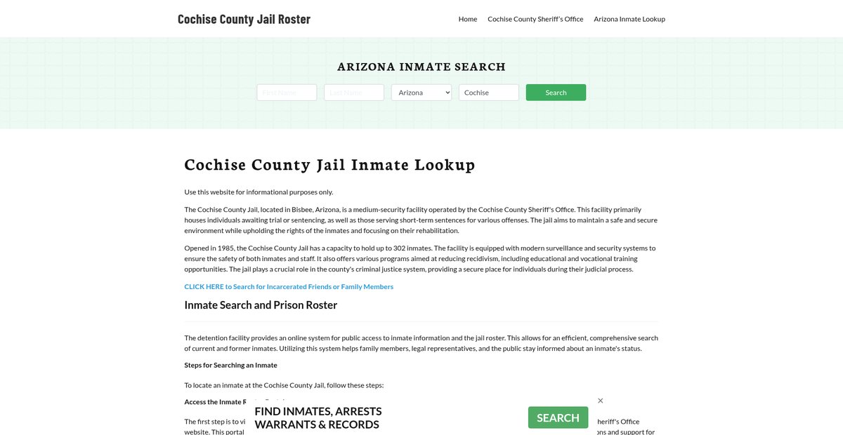 Preview of cochisecountyjail.org