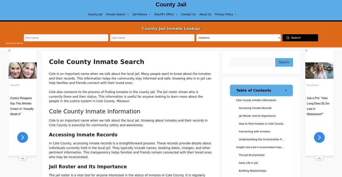 Preview of cole-inmate-search.countyjail.org