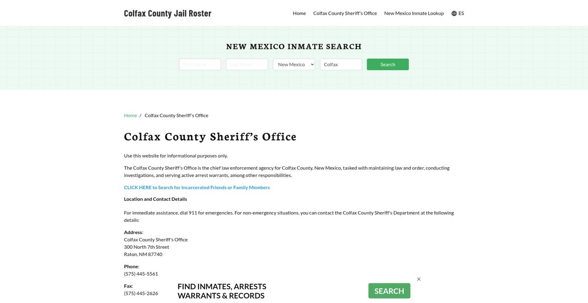 Preview of colfaxcountyjail.org