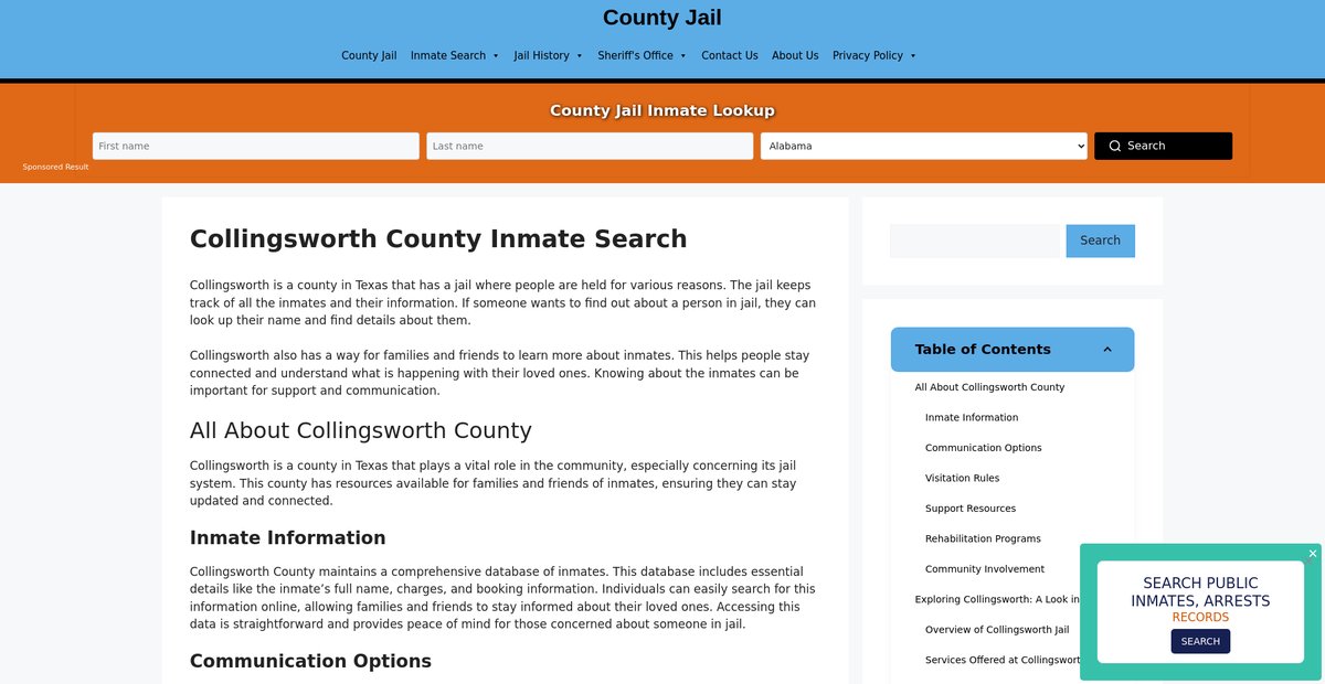 Preview of collingsworth-inmate-search.countyjail.org