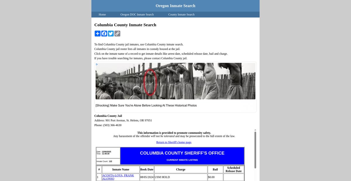 Preview of inmatesearchoregon.org