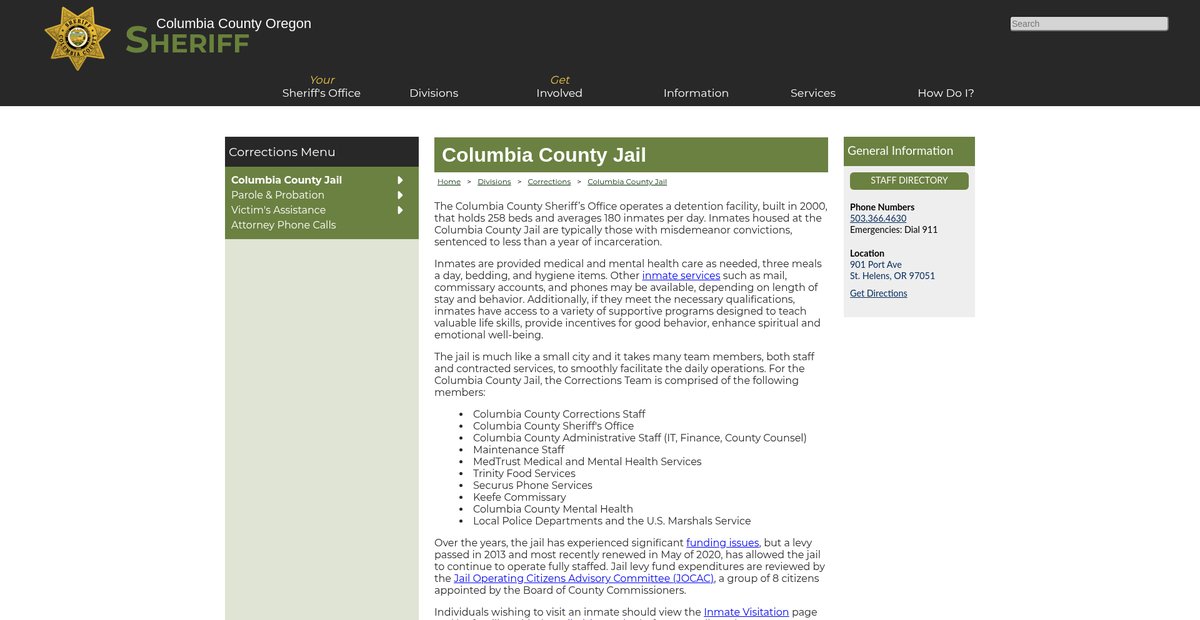 Preview of sheriff.columbiacountyor.gov