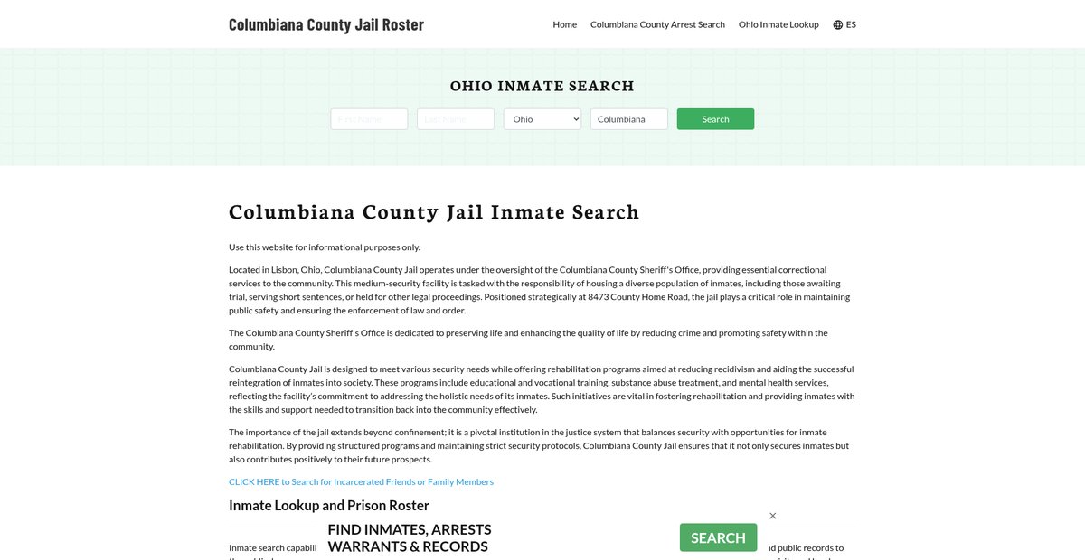 Preview of columbianacountyjail.org