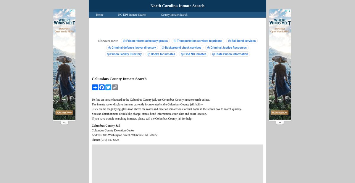 Preview of ncinmatesearch.org