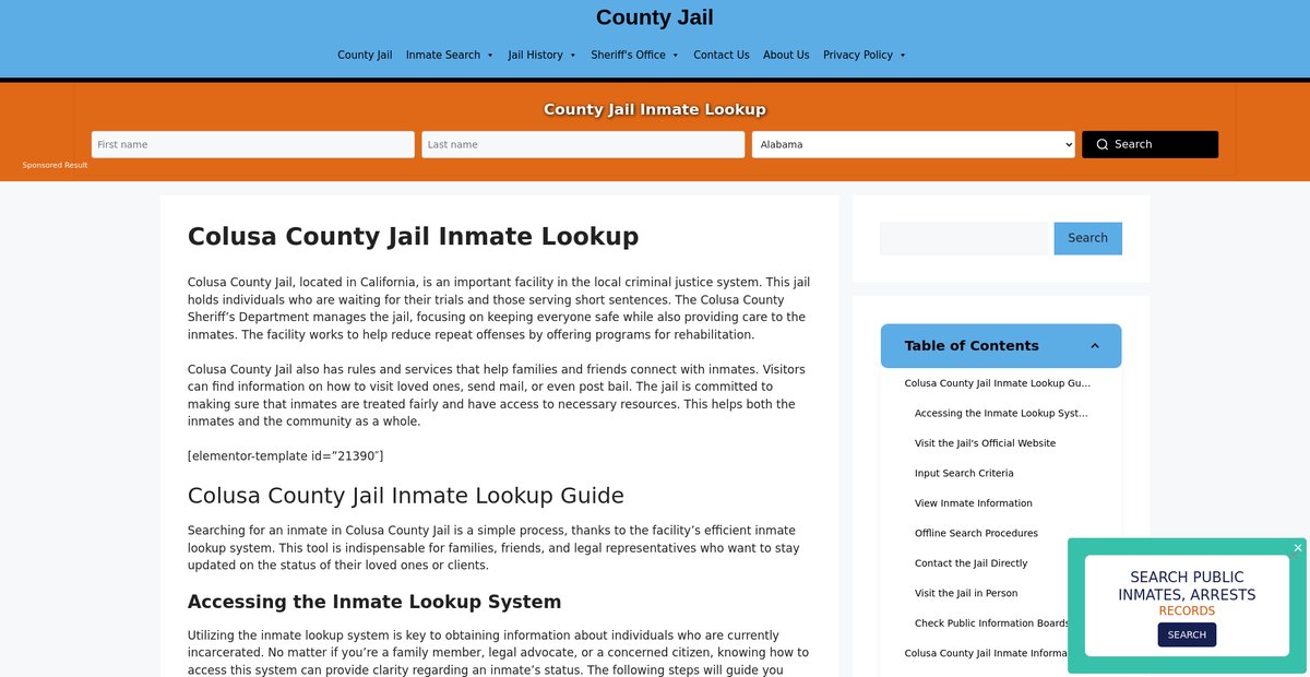Preview of colusa.countyjail.org