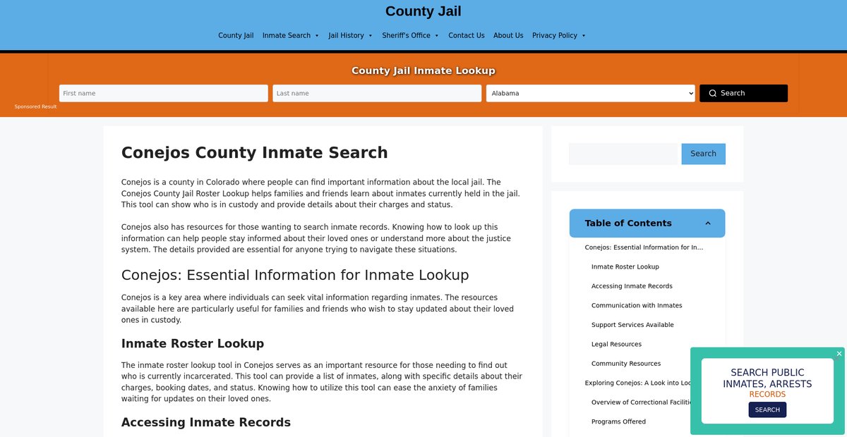 Preview of conejos-inmate-search.countyjail.org