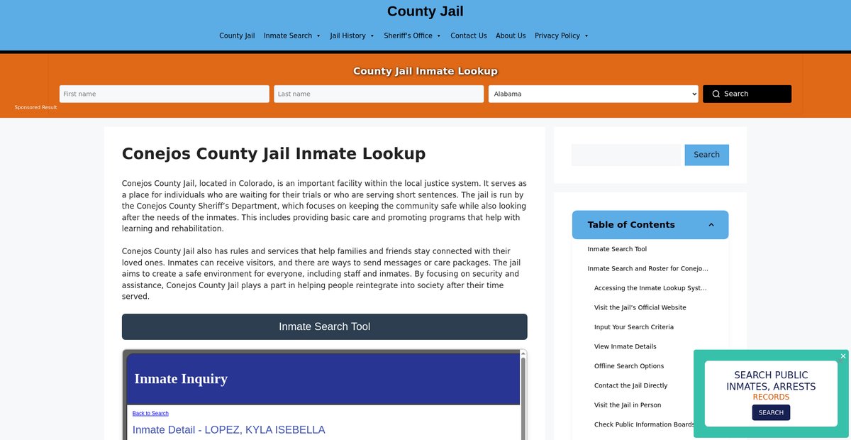 Preview of conejos.countyjail.org