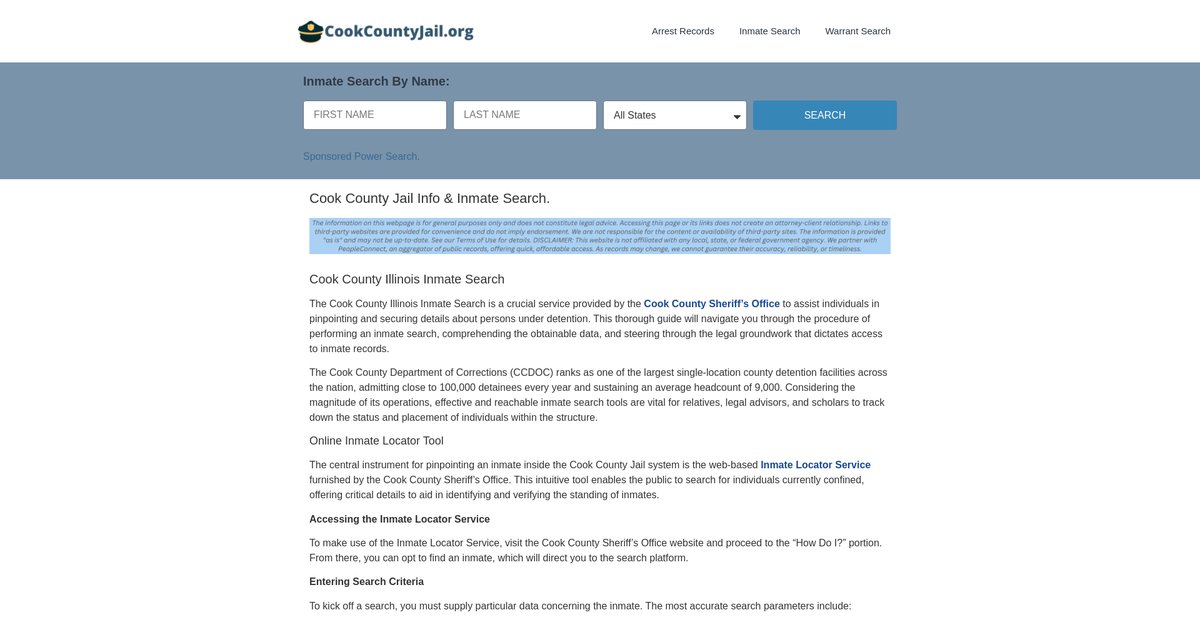 Preview of cookcountyjail.org