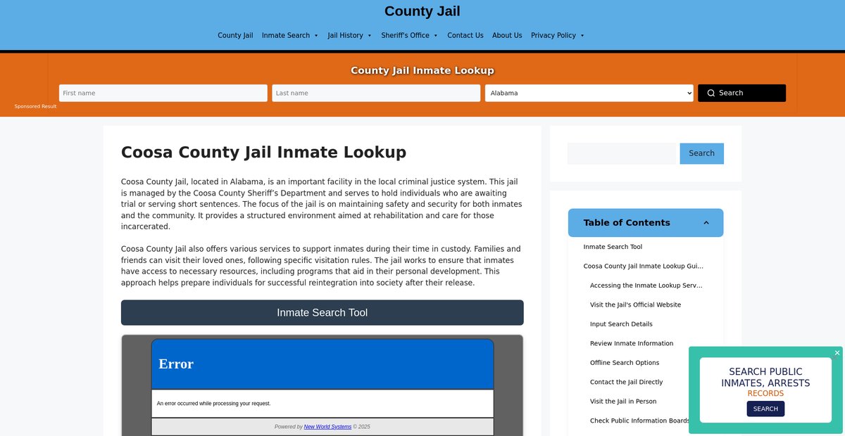 Preview of coosa.countyjail.org