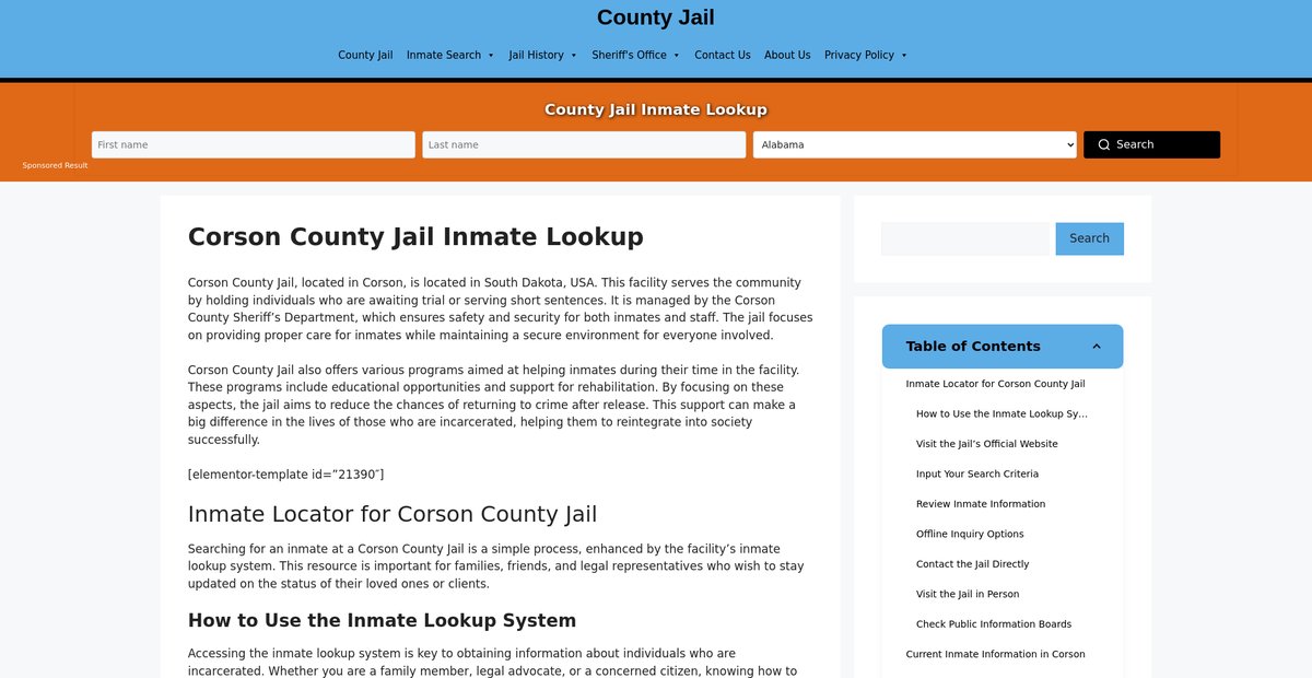Preview of corson.countyjail.org