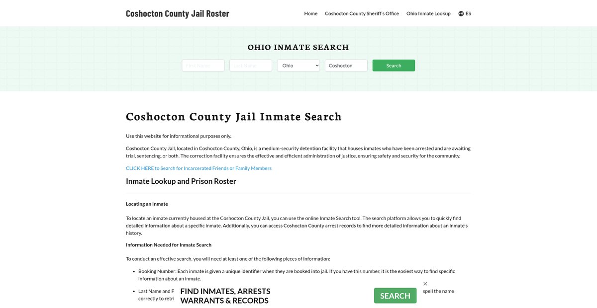 Preview of coshoctoncountyjail.org