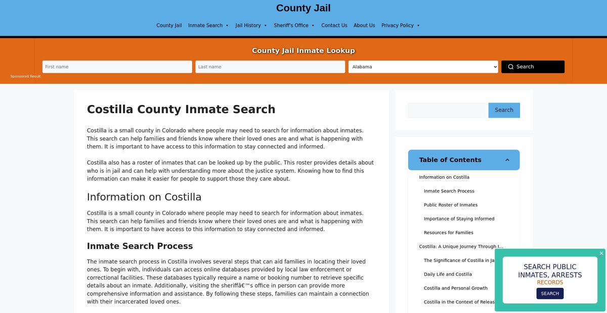 Preview of costilla-inmate-search.countyjail.org