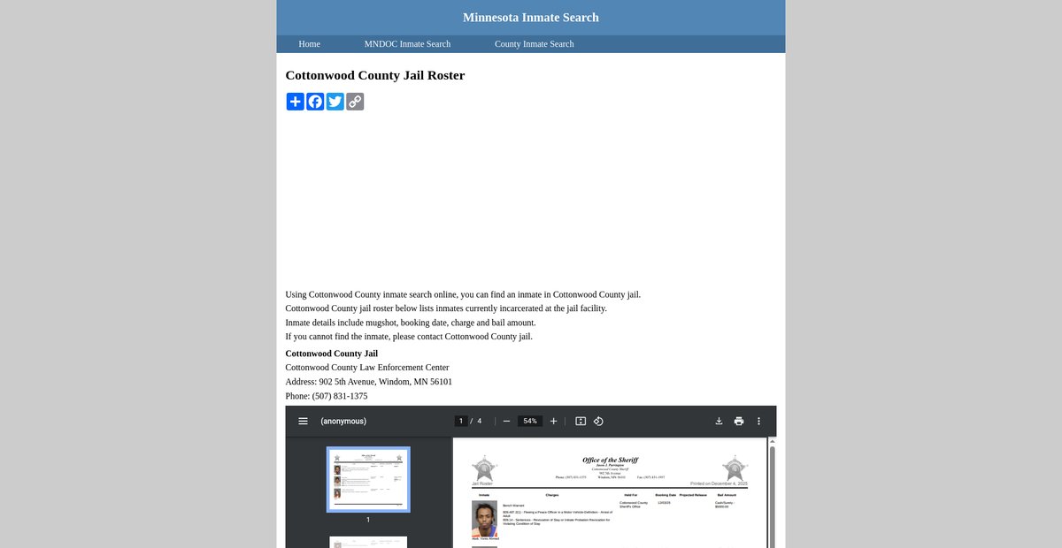 Preview of inmatesearchminnesota.org