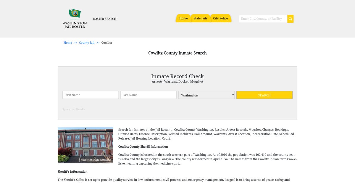 Preview of washingtonjailroster.com