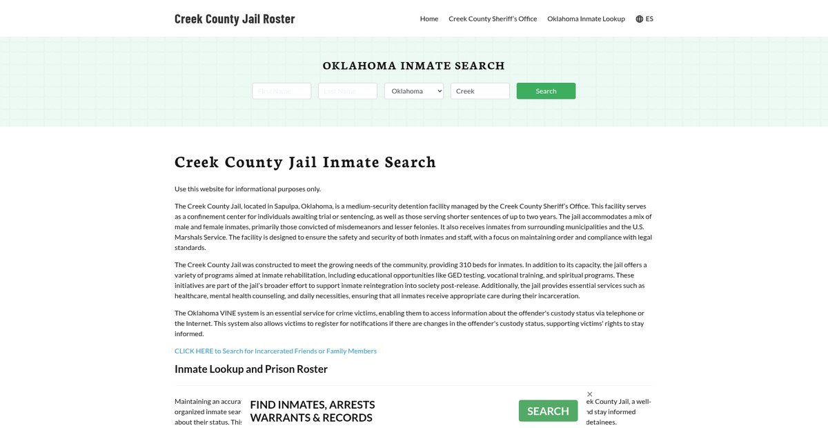 Preview of creekcountyjail.org