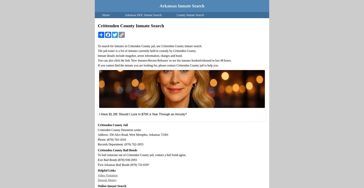 Preview of inmatesearcharkansas.org