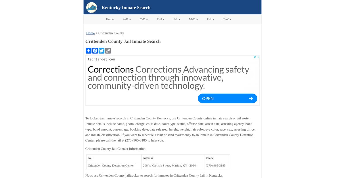 Preview of inmatesearchky.org