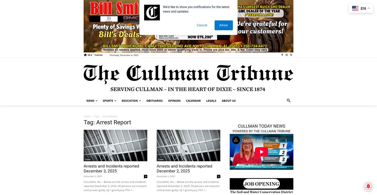 Preview of cullmantribune.com