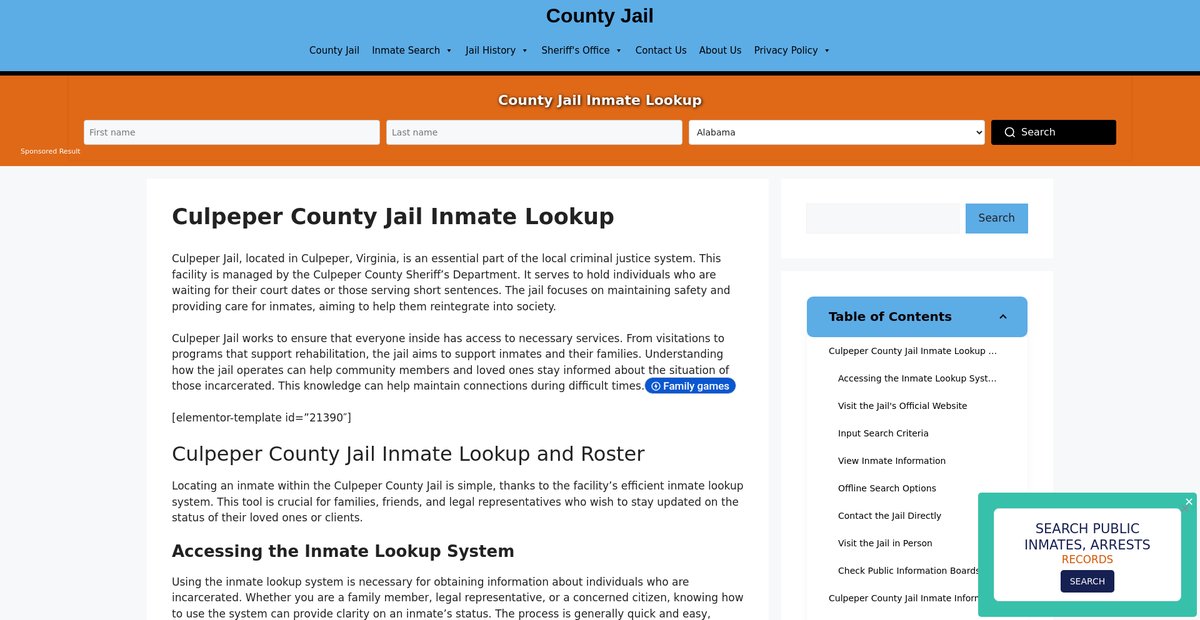 Preview of culpeper.countyjail.org