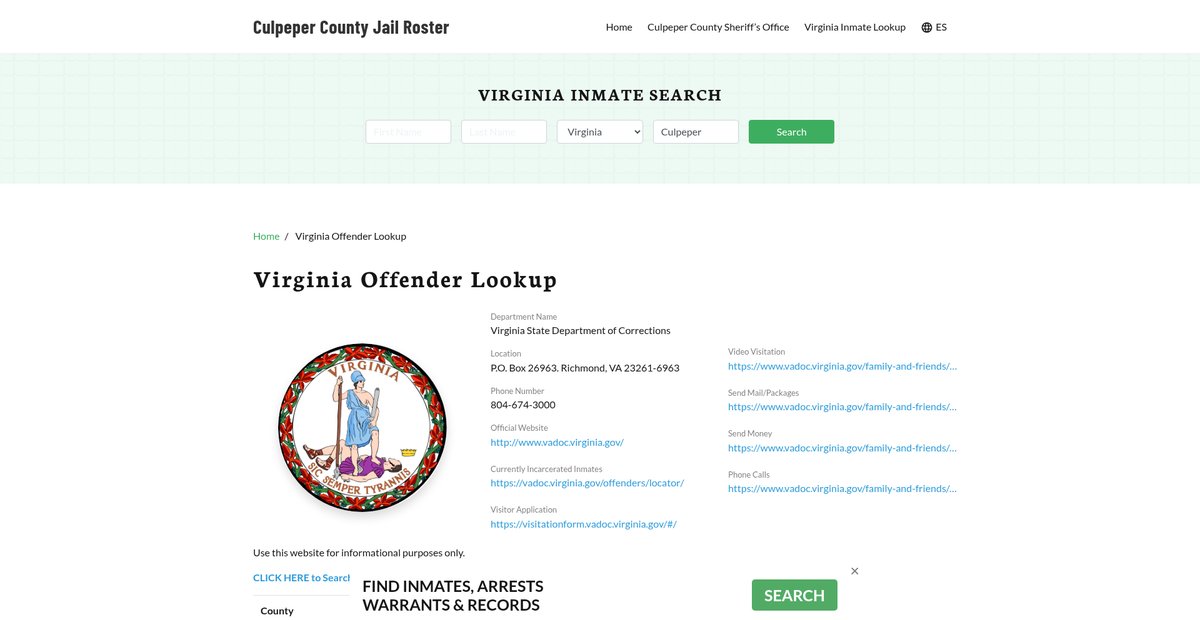 Preview of culpepercountyjail.org