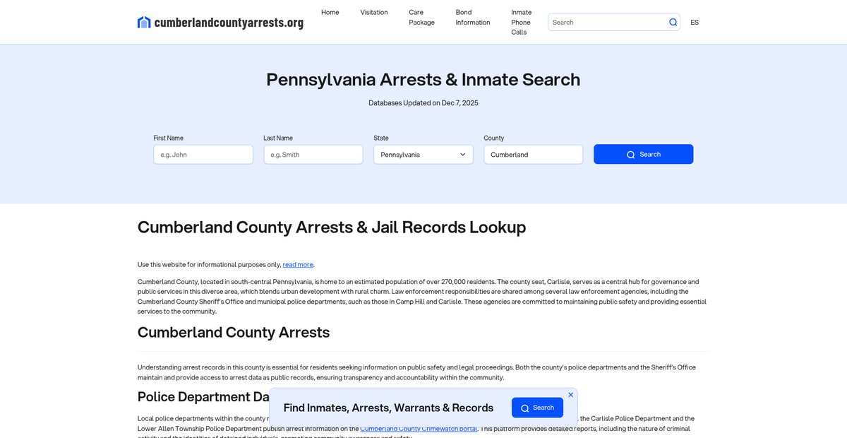 Preview of cumberlandcountyarrests.org