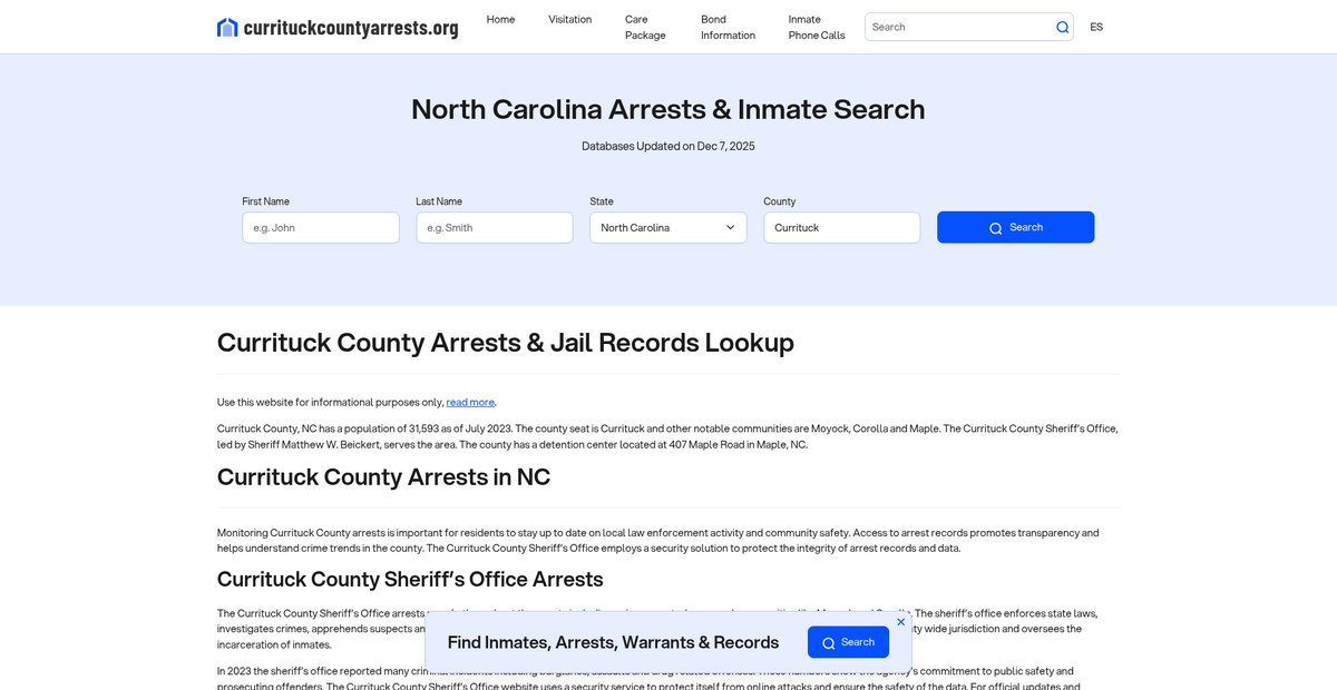 Preview of currituckcountyarrests.org