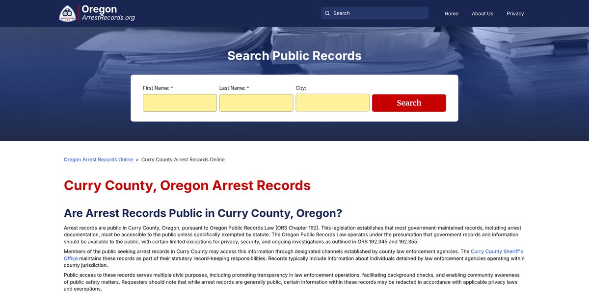 Preview of oregonarrestrecords.org