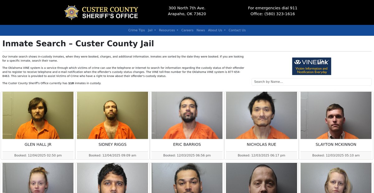 Preview of custercountysheriff.com