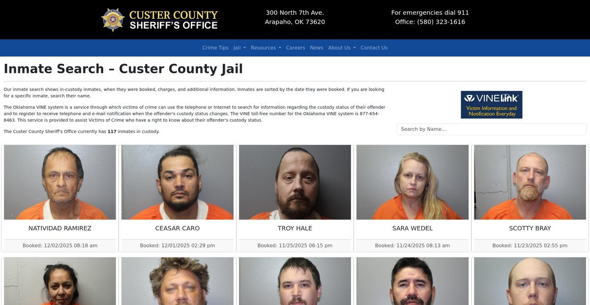 Preview of custercountysheriff.com