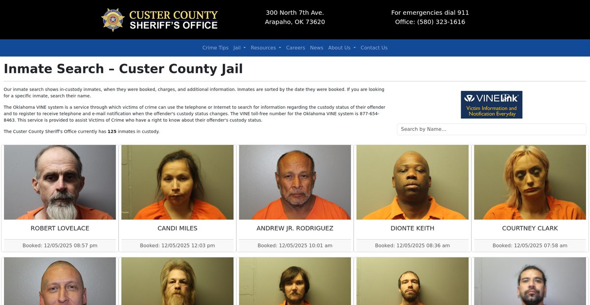 Preview of custercountysheriff.com