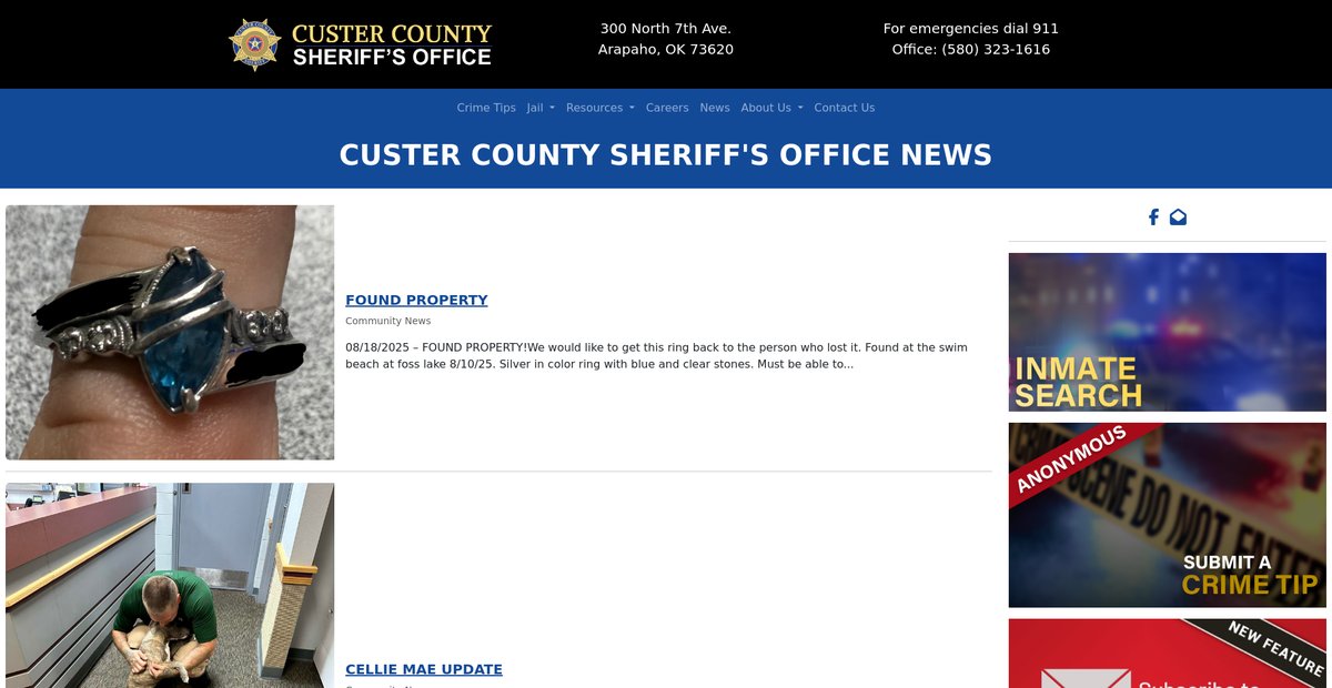 Preview of custercountysheriff.com
