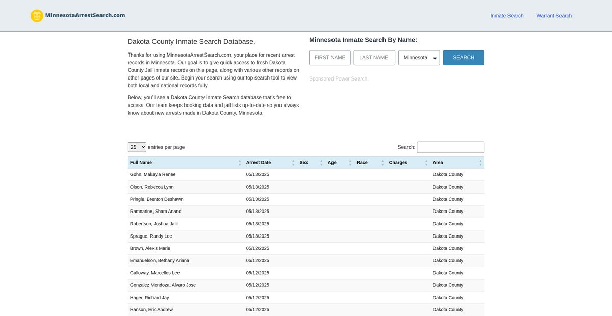 Preview of minnesotaarrestsearch.com