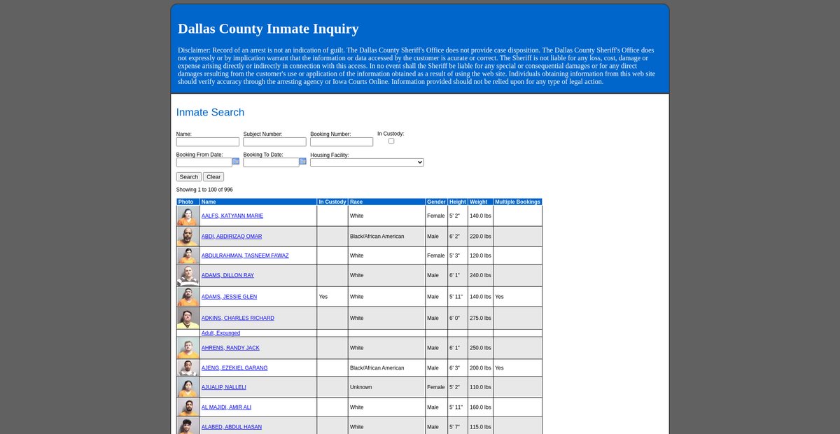 Preview of inmates.dallascountyiowa.gov