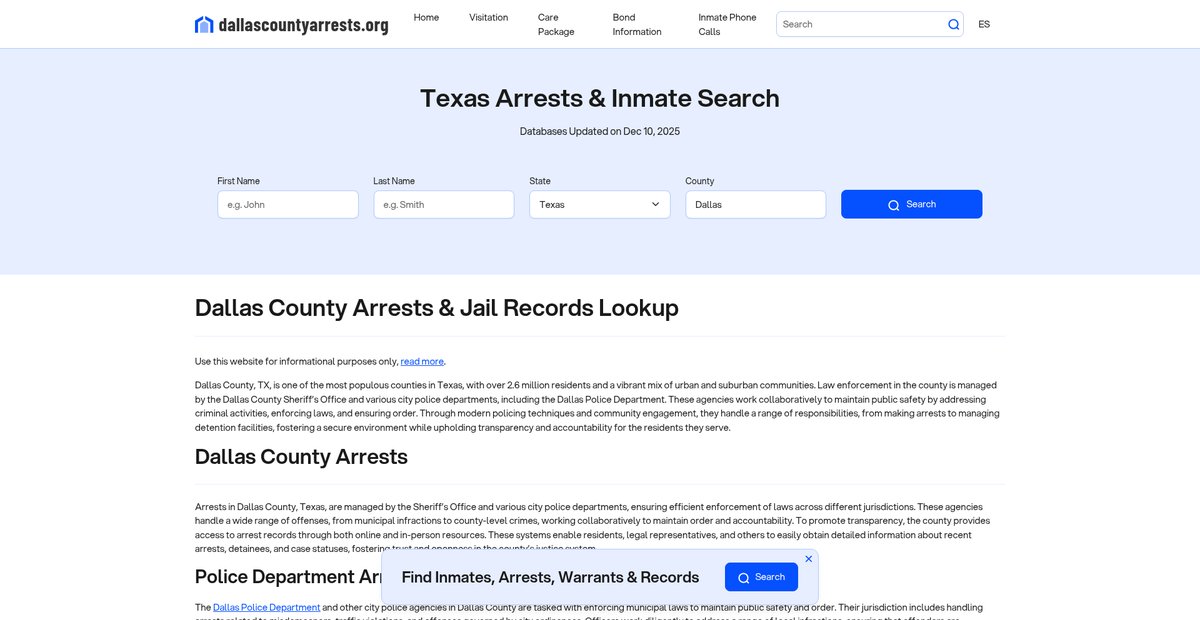Preview of dallascountyarrests.org