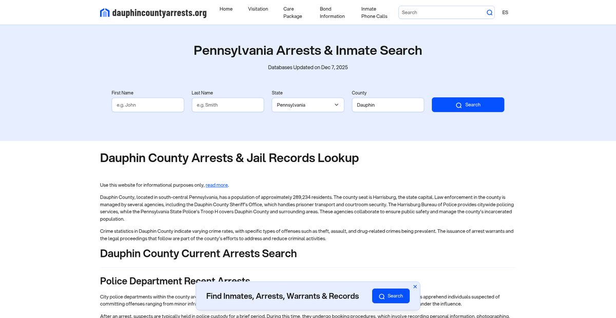 Preview of dauphincountyarrests.org