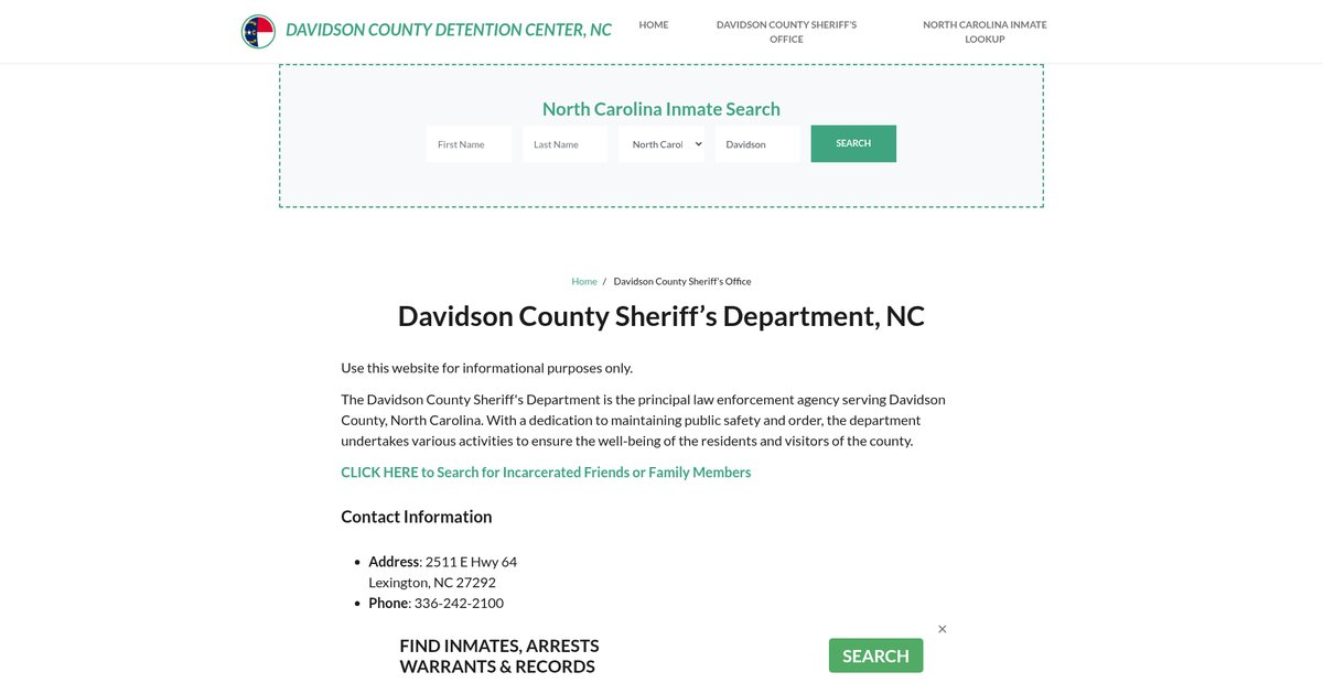 Preview of davidsoncountydetentionnc.org