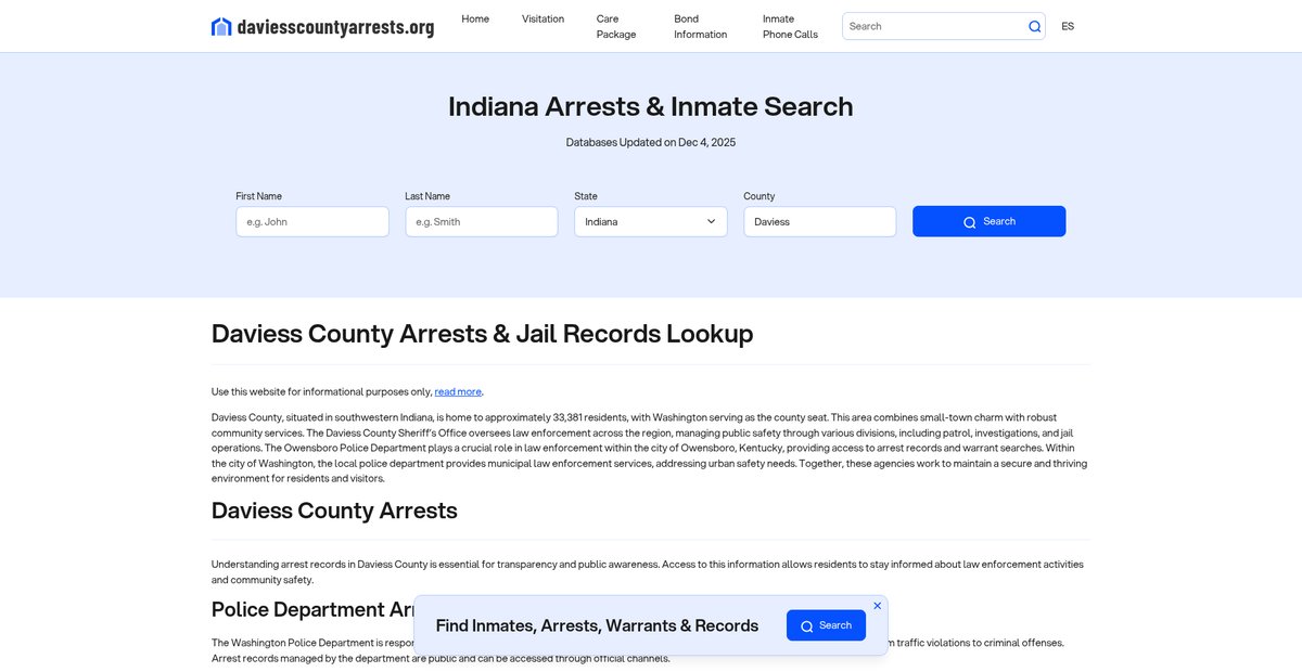 Preview of daviesscountyarrests.org
