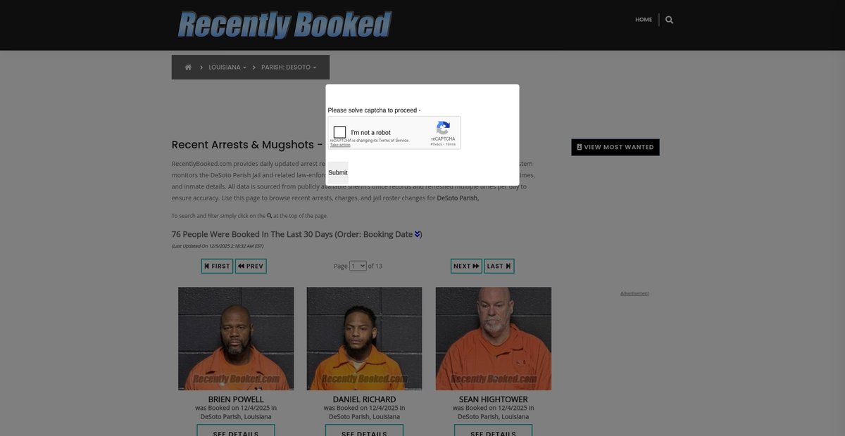Preview of recentlybooked.com