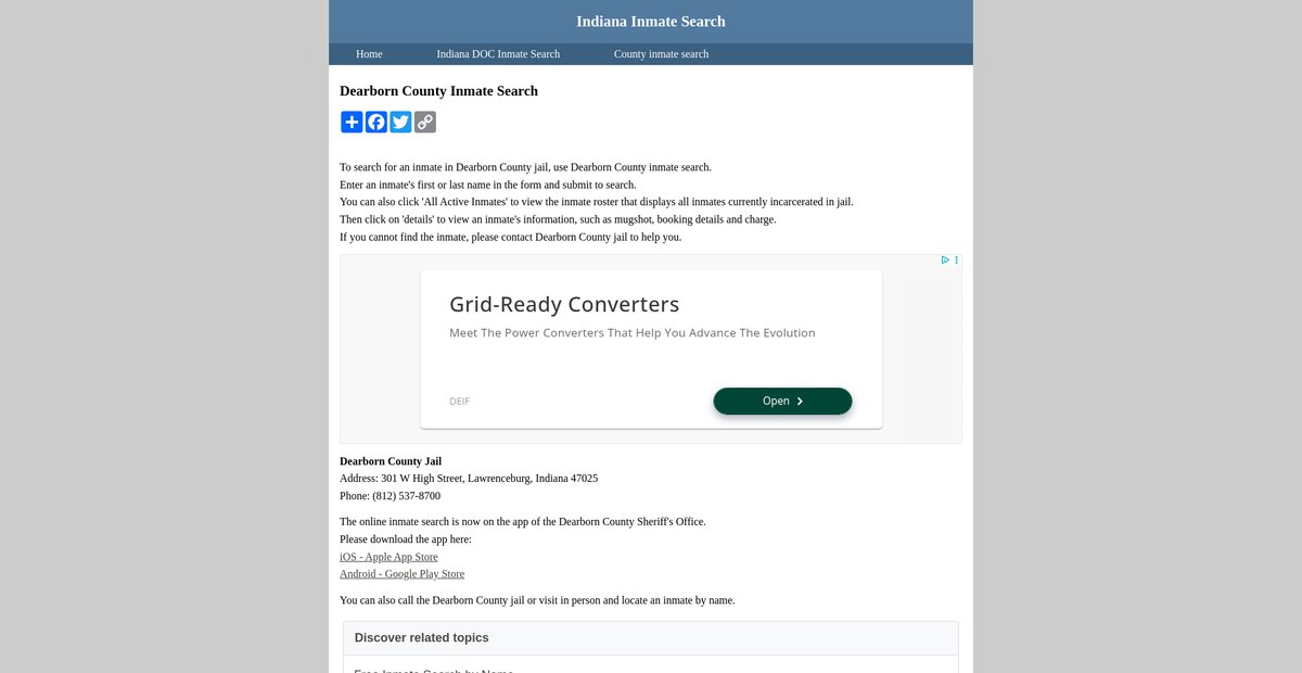 Preview of inmatesearchindiana.org