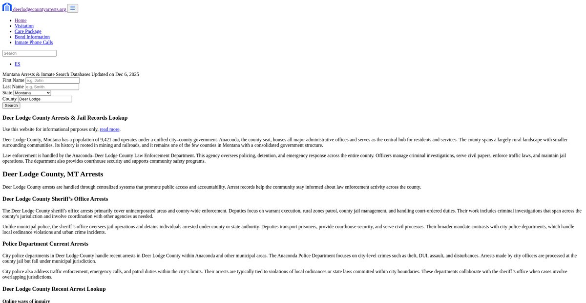 Preview of deerlodgecountyarrests.org