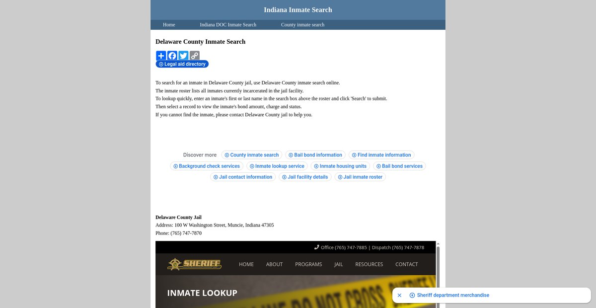 Preview of inmatesearchindiana.org