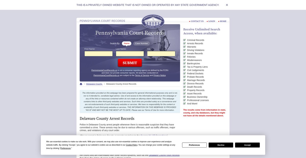 Preview of pennsylvaniacourtrecords.us