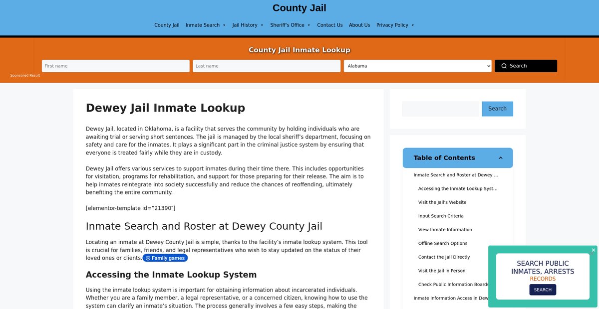 Preview of dewey.countyjail.org