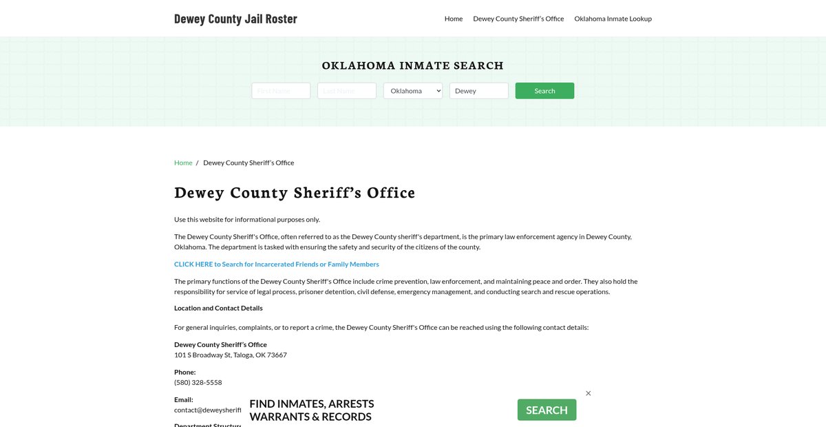 Preview of deweycountyjail.org
