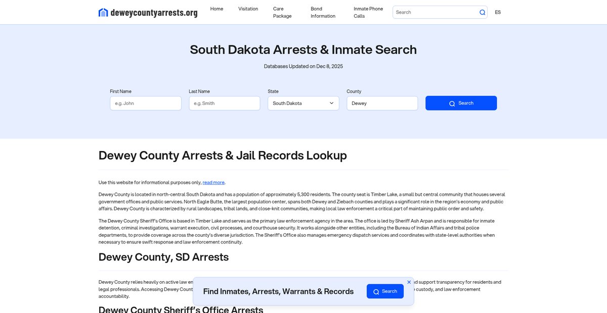 Preview of deweycountyarrests.org