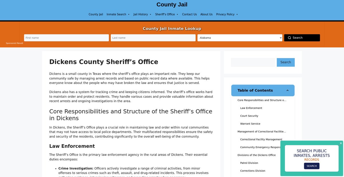 Preview of dickens-sheriff-arrest-warrants.countyjail.org
