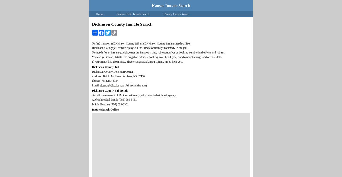 Preview of inmatesearchkansas.org