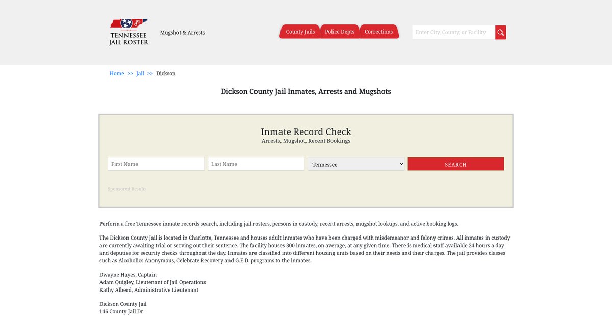 Preview of tennesseejailroster.com